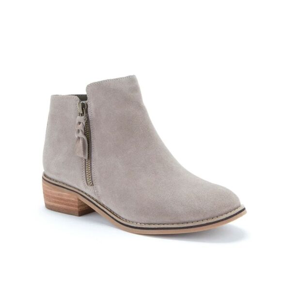 Blondo Liam Waterproof Mushroom Gray Suede Leather Zip Ankle Boots Booties 7 - Picture 1 of 9